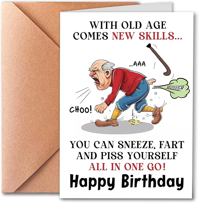 Funny Birthday Card for Men, Funny Birthday Card for Friends Grandpa Brother Husband Dad, Funny Getting Older Happy Birthday Card for Men, Old Age Bday Greeting Card