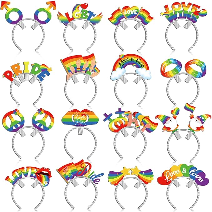 Blosssound 16 Pieces Rainbow Headbands Wild West Cowboy Party Favors Decorations for Western Birthday Party Supplies Accessories
