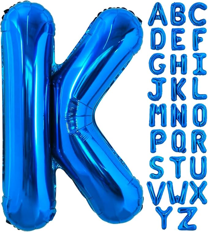 40 Inch Blue Letter K Balloons Alphabet K Letter Balloons Foil Mylar Big Letter Balloons for Birthday Party Anniversary New Year Graduation Wedding Decorations