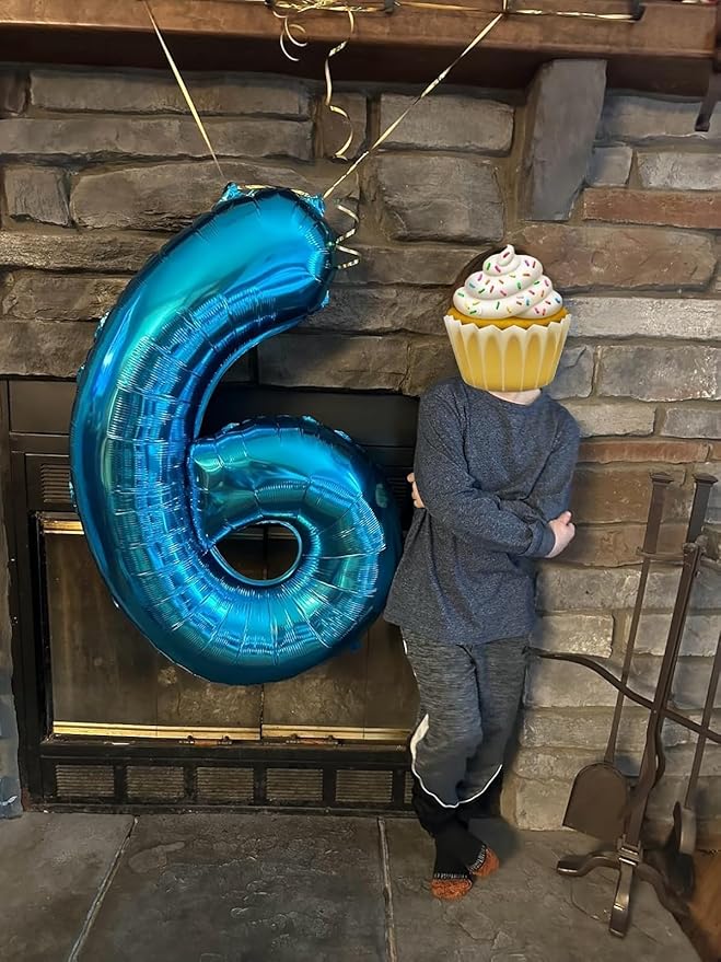 Numbers Balloon 6, 40 Inch Foil Big Balloon for Men And Women, Light Blue Balloons for 6, 16, 26, 60, 2026 Graduation, Birthday, Wedding Anniversary, Xmas, Party Supplies