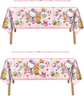 2pcs Pink Cat Tablecloth Cute Anime Themed Party Supplies Tablecover Perfect for Birthday Celebration and Party Decorations (70x42.9 inch) (Coral Cat)