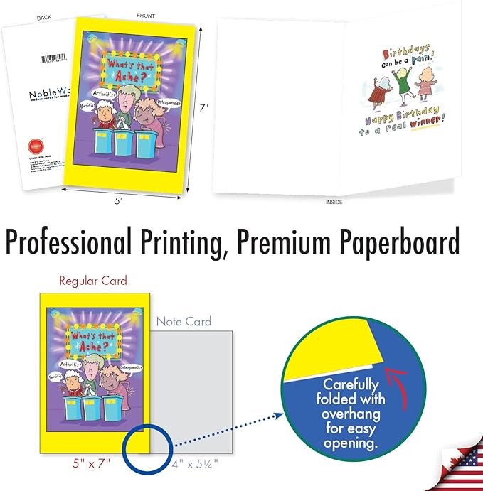 NobleWorks, Funny Birthday Paper Card with 5 x 7 Inch Envelope (1 Card) Bday Ache Game C10863BDG