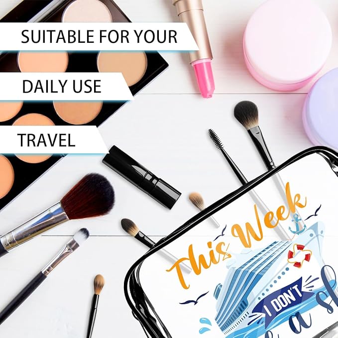 6PC Clear Cruise Makeup Bags Gifts for Women, Clear Beach Cosmetic Bag Cruise Ship Survival Kit Essentials, Travel PVC Waterproof Toiletry Bags for Girls Sister Daughter Nurse Teacher