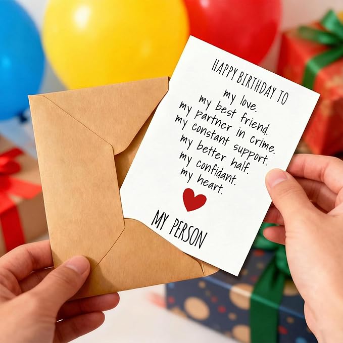 KINGNAME Funny Birthday Card for Him, Romantic Card for Boyfriend Husband, Cute Sexy Gift Message, Anniversary Humor Greeting Card (My Person)