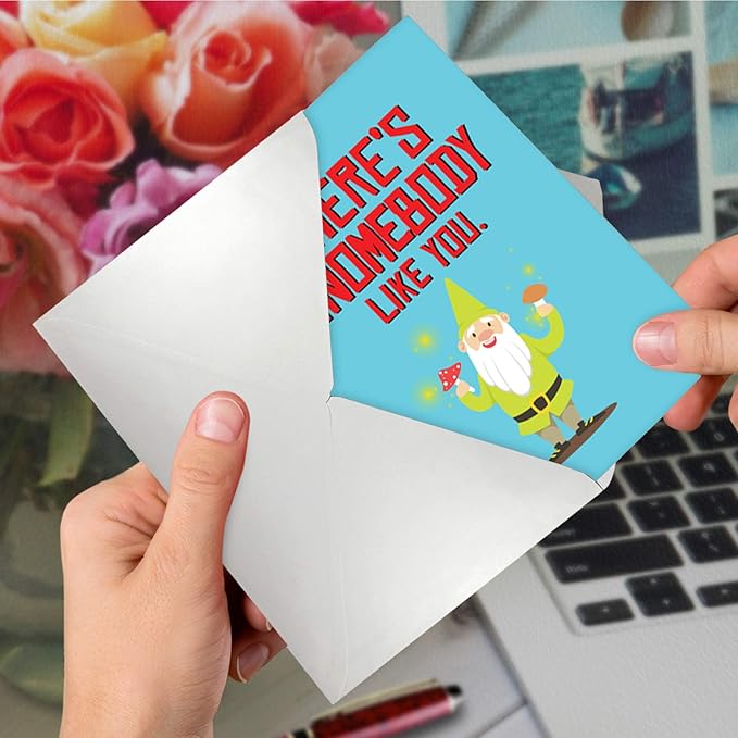 The Best Card Company Funny Birthday Greeting Card w/ 5 x 7 Envelope for Men and Women (1 Card) Friendly Garden Gnomes Gnomebody C6441EBDG