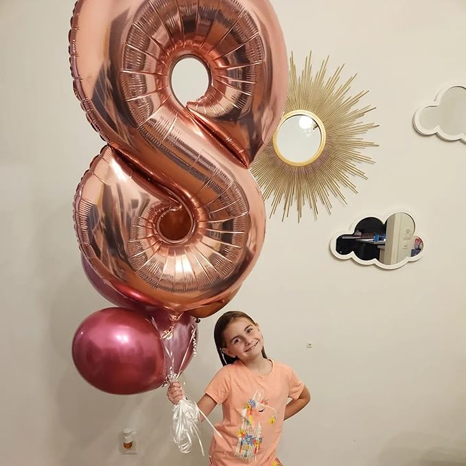 18 Balloon Number, Rose Gold Number 18th Birthday Balloons 40 Inch, 18 Years Old Rose Gold Birthday Decorations for Boys Girls, 18th Anniversary Decorations