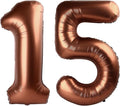 40 Inch Dark Brown Balloon Number 15,Chocolate Jumbo Mylar Foil Helium Balloon for 15th Digital Balloons for Birthday Party,Wedding Anniversary Party Decorations