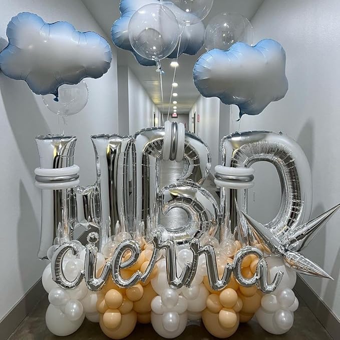Silver Letter N Balloons 40 inch Large Alphabet N Balloons Silver Helium Foil Letter Balloon Banner for Birthday Party Anniversary Wedding Decoration