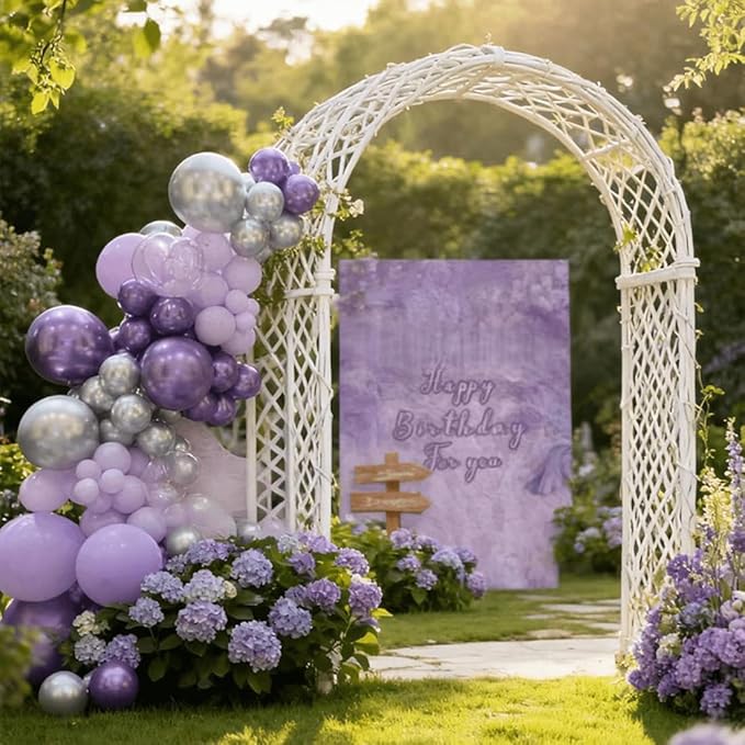 400 Pcs Purple Balloons 12 Inch Latex Bulk Metallic Purple Silver Assorted Color Balloon Set for Birthday Wedding Baby Shower Party Decorations ﻿