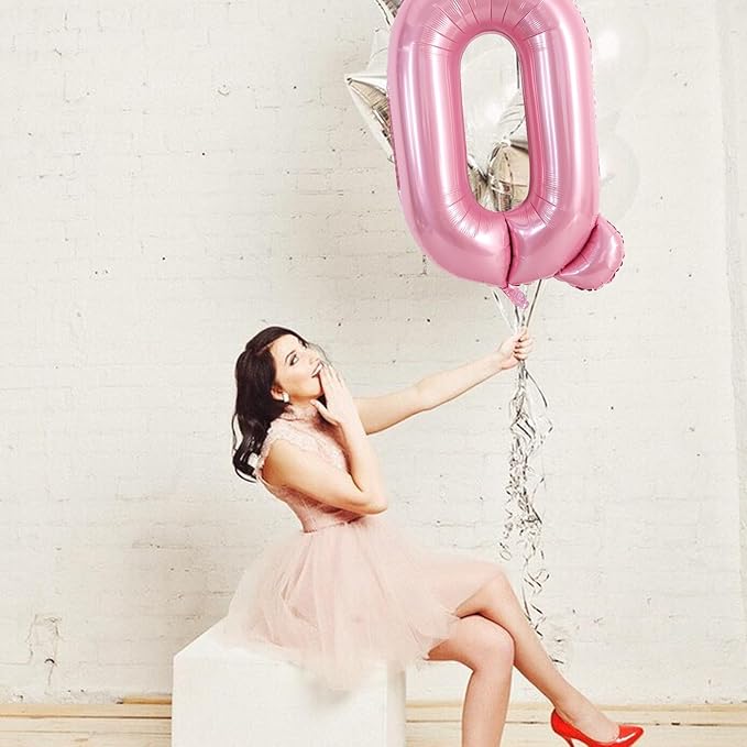 TONIFUL 40 Inch Large Pink Letter Q Balloons Giant Foil Mylar Alphabet Balloon for Birthday Party Anniversary Baby Shower Wedding Supplies Decorations