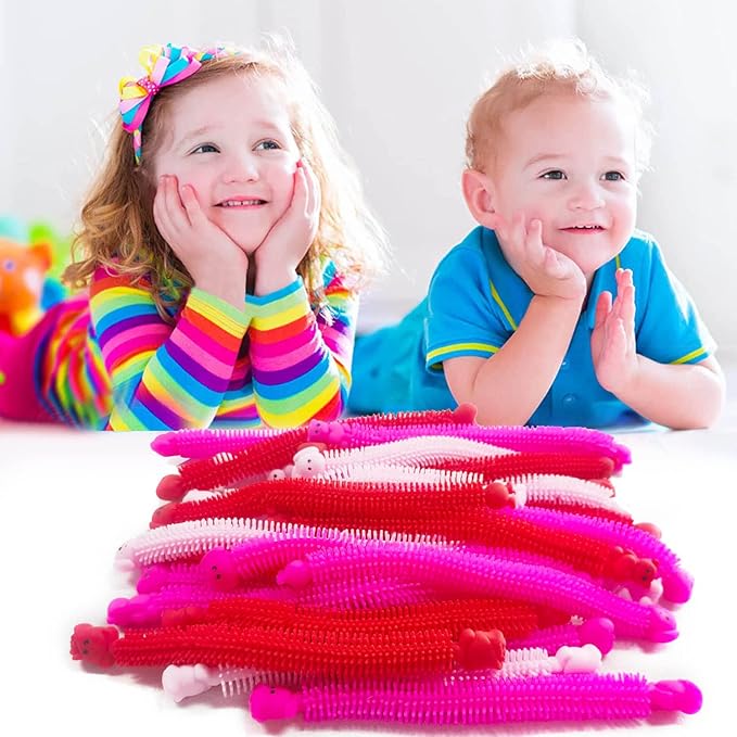 36 Pack Valentines Day Gifts Stretchy Strings Sensory Autism Toys Stretchy Fidget Toys Great for Kids Girls Boys Valentines Treat Bags Stress Relief Party Favors Gifts (Valentine's)