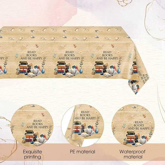 3 Pcs Book Themed Party Decorations Tablecloth,Disposable Book Club Birthday Party Supplies Tablecover,Washable Morden Style Table Cover for Dinner, Party, Picnic, Home Decor (107.8 * 53.9in)