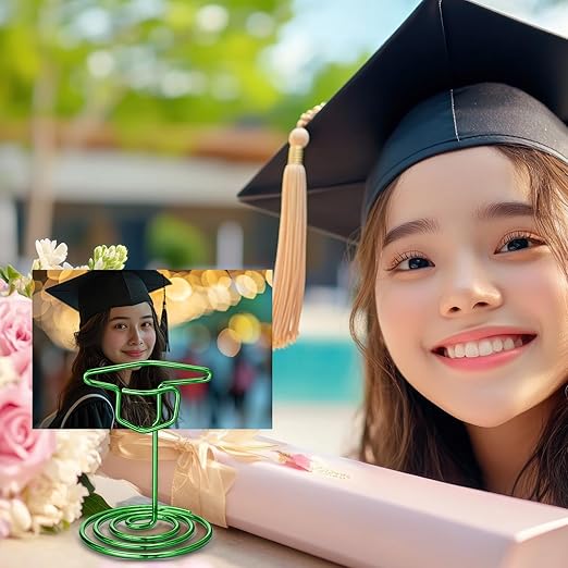 Rtteri 30 Pcs Grad Cap Graduation Picture Display 2 Inch Green Photo Holders for Centerpieces Graduation Table Number Holders Card Stands for Class of 2026 Grad Party Supplies