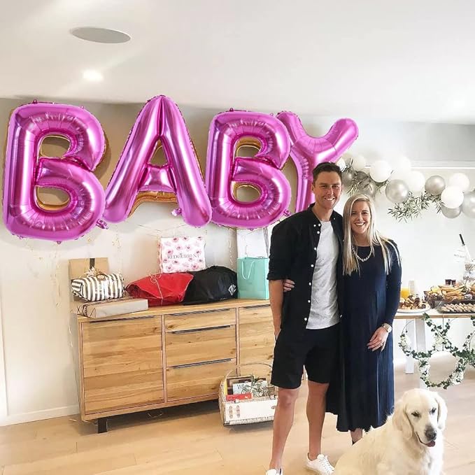 TONIFUL 40 Inch Large Rose Red Letter B Balloons Giant Hot Pink Alphabet Letter Balloons,Foil Mylar Big Balloons for Birthday Party Anniversary Supplies Decorations