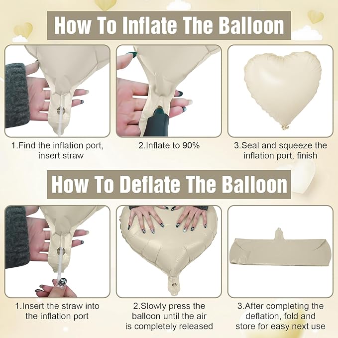 Pink White Heart Balloons,10Pcs Cream Baby Pink Foil Heart Shaped Balloons,18Inch Sand White Helium Balloon for Valentines,Engagement,Birthday,Baby Shower,Wedding Party Decorations