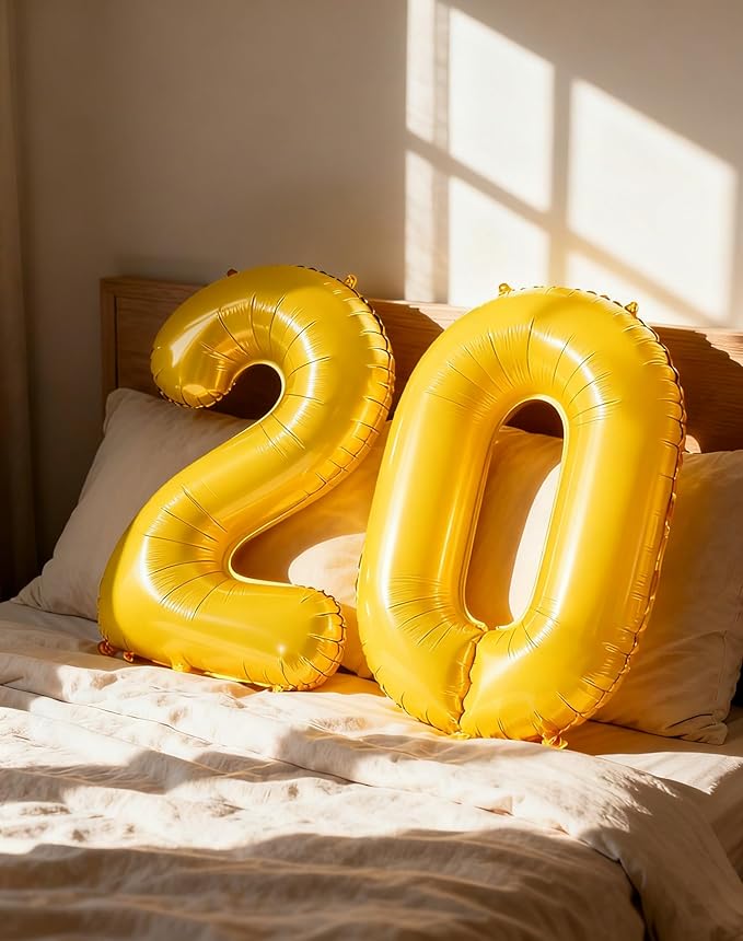 Big 40 Inch Yellow 2 Number Balloon Birthday Decoration, 2026 Yellow Number 2 Helium Balloons 12 20 22 23 24 26 28 32 42 Celebration, Boy Girl Baby Anniversary Party Graduations Supplies