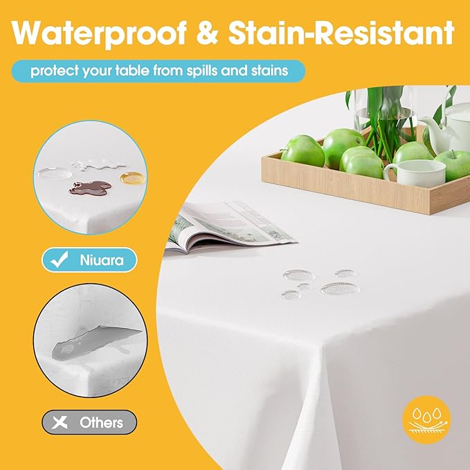 White Plastic Table Cloth - 8 Pack 54" × 108" Rectangle Disposable Tablecloths for 6FT Tables, Table Cover for Party, Holiday & Gathering Use