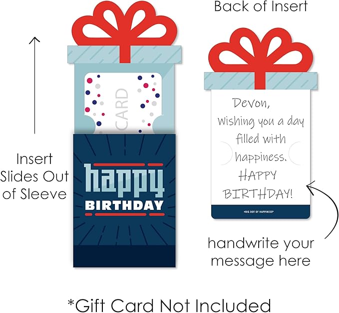 Big Dot of Happiness Boy Birthday - Birthday Party Money and Gift Card Sleeves - Nifty Gifty Card Holders - Set of 8