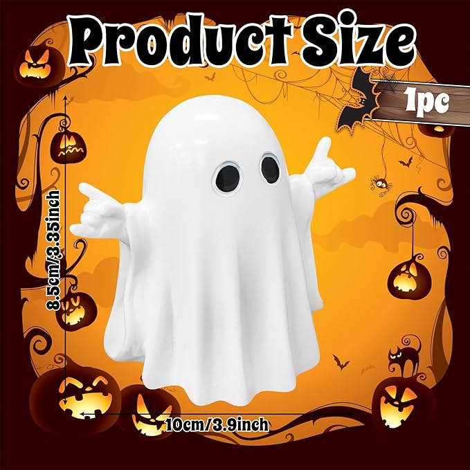 Halloween Ghost Finger Statue HIO-Hop Ghost Statue Halloween Decorations Indoor Farmhouse Tiered Tray Decor Spooky Home Decorations Coffee Table Centerpieces Shelf Mantel Display 2 Pcs