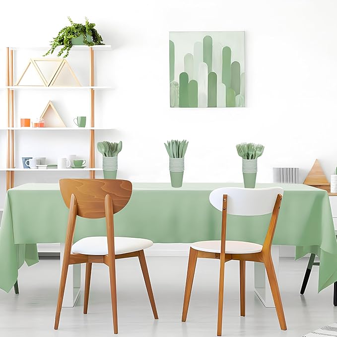 177 PCS Sage Green Party Supplies Sage Green Tableware Set Paper Plates Napkins Cups and Disposable Tablecloths for Wedding Bridal Shower Birthday Baby Shower Party Decorations, Serves 25