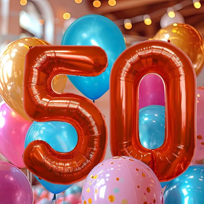 40 Inch Large Red Number Celebration and Decoration Balloon for Birthday Parties, Graduations, Anniversaries, Weddings, Photo Shoots, Special Events - Helium Foil Mylar (Red Number 50)