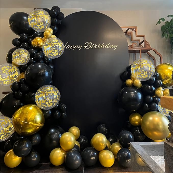 100pcs Black and Gold Balloons 12 Inch Metallic Gold and Black latex Party Balloons for Birthday Retirement Graduation New Year's Eve Party Decorations