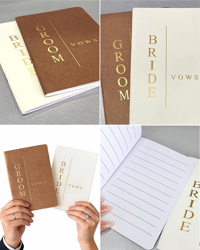 Vow Books for Bride and Groom, His and Hers Vow Books for Wedding-Soft Touch Gold Foil Engraving, Engagement | Wedding Essentials