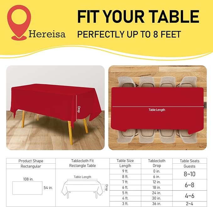Plastic Red Tablecloths 3 Pack Disposable Table Covers 54 x 108 Inch Ruby Shine Red Table Cloths for Parties Anniversary Thanksgiving Christmas Graduation Wedding