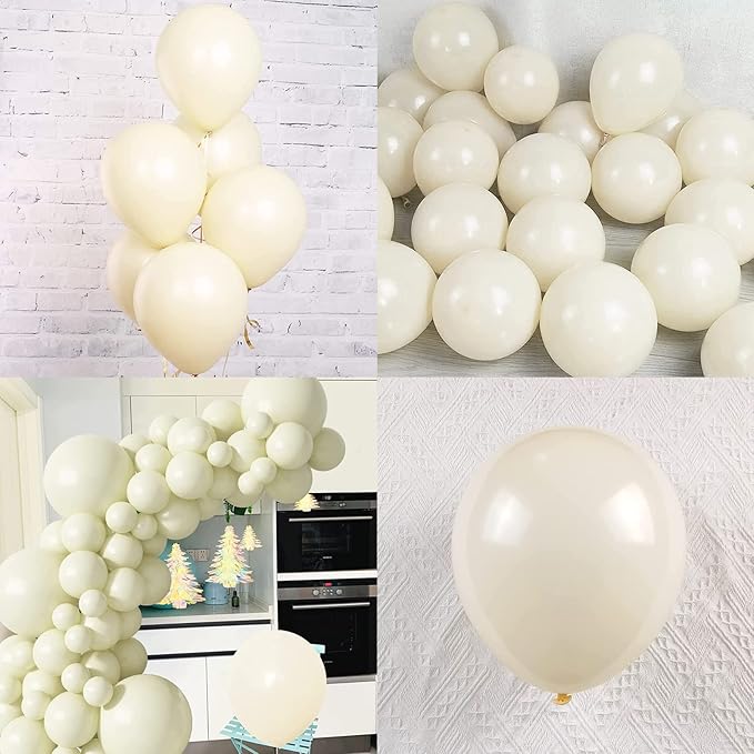 Ivory White Balloons Cream Latex Balloon 5 10 12 18inch Different Sizes 103pcs Beige Nude Neutral Balloons Kit for Kids Birthday Party Decoration Baby Shower Wedding Annversary