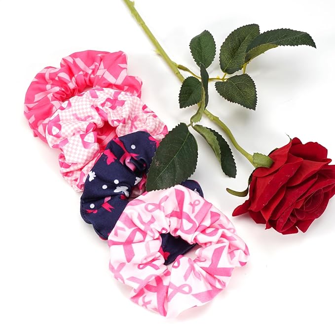 Hair Tie Breast Cancer Hair Scrunchies Pink Ribbon Hair Ties for Women Girls Plaid Butterfly Breast Cancer Awareness Elastic Scrunchy Hair Accessories Gift