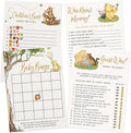 Printed Party Winnie Baby Shower Game Set – 4 Games with Classic Pooh Theme for 30 Guests, Includes Bingo, Mommy-to-be Trivia, Storybook Icon Guessing, and Guess Who, Bear Theme for Boy or Girl