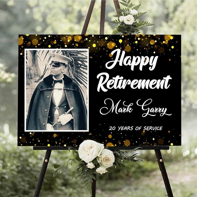 Personalized Retirement Yard Sign, Personalized Lawn Decoration for Happy Retirement Celebration, Outdoor Welcome Board for Party Entrance, Event Decor for Coworker Farewell Party, 12x18 Inch