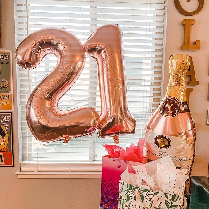 40 Inch Rose Gold Number Balloon 1, Large Number Foil Balloons Mylar for Girl Boy Birthday Party Celebration Decorations Supplies, Digital Balloons for Wedding Anniversary Events Decorations