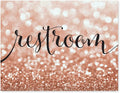 Andaz Press Wedding Party Signs, Glitzy Rose Gold Glitter, 8.5x11-inch, Restroom, 1-Pack, Bokeh Colored Party Supplies