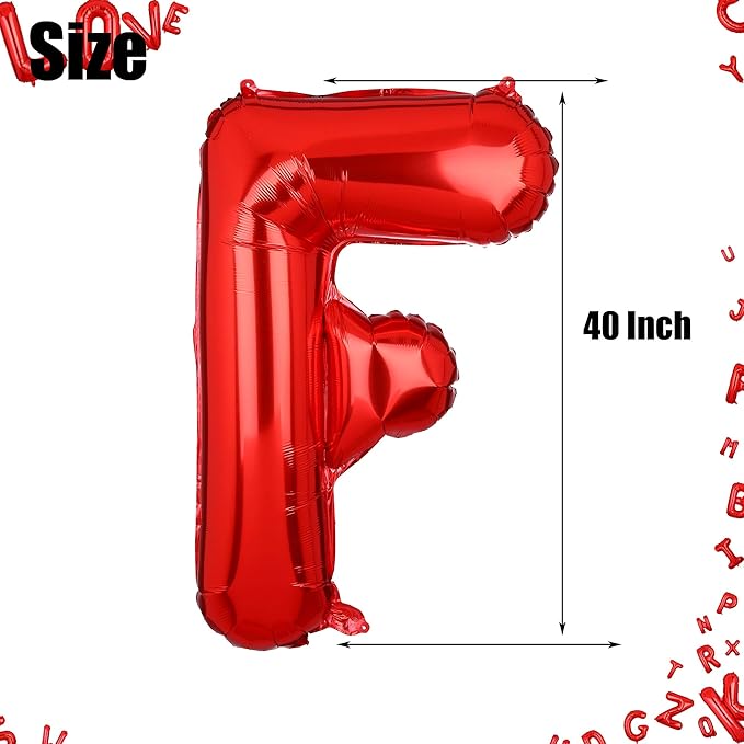 40 Inch Big Red Letter Balloons Foil Mylar Wedding Bachelorette Wedding Birthday Bridal Shower Anniversary Celebration Graduation Party Decoration Alphabet F (A-Z)