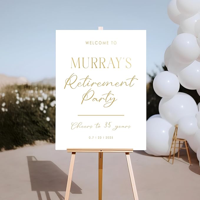 Custom Modern Retirement Party Welcome Sign, Minimal Retirement Celebration Yard Sign, Elegant White Retired Party Decor, Customizable Name & Date - Multiple Sizes