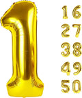 40 Inch Gold Balloon Number 1 First Birthday Jumbo Mylar Foil Helium Balloon for 10 21 31 Birthday Digital for Birthday Party Wedding Anniversary Party Decorations