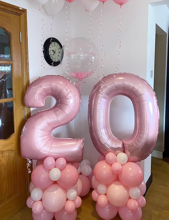Pink Number 2 Balloons – 40 Inch Giant Foil Number Balloon, Light Pink Number Balloon for Girls Birthday, Baby Shower & Princess Theme Party Decorations