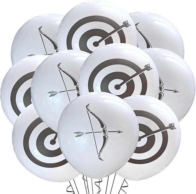 Malayan Products Archery Balloons 12 Count Latex, Bow and Arrow Birthday Decoration, Bullseye Party Event Supply Shop, Hunting, Archer, Bowmaking 12 Inch Standard Size