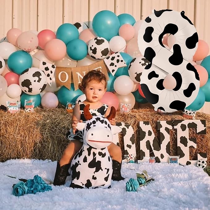 40 Inch Cow Print Balloon, Number 8 balloons Cow Balloons for 8st birthday decoration, Large Cow Number Balloons for western party decorations Baby Shower Animal Theme Party Holiday Decor