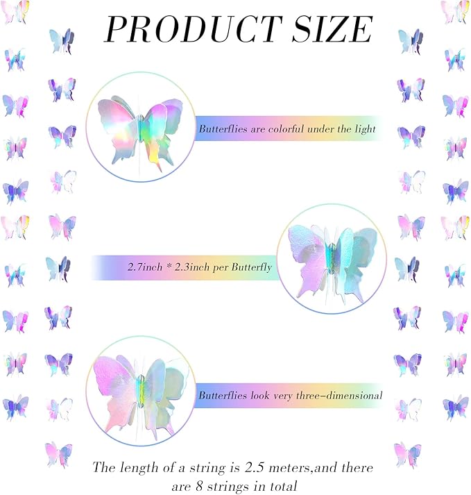 Zonon 20 Pieces 3D Butterfly Hanging Garlands Decoration Butterfly Paper Party Streamers Backdrop for Wedding Birthday Fairly Baby Shower Holiday Party Decorations (2.8 x 2.4 Inches)