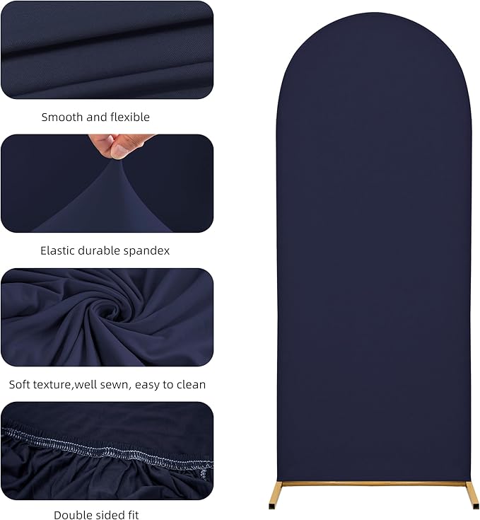 Arch Covers,Arch Backdrop Stand Fitted Cover for Wedding Birthday Party Ceremony Banquet Decoration(7.2FT,Dark Blue,Cover Only)