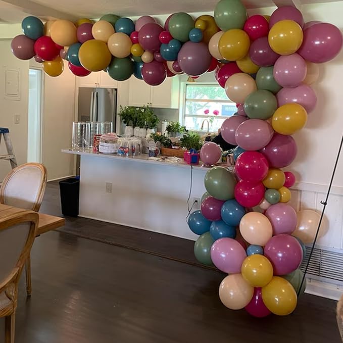 Spring Balloons Garland Arch Kit, 122Pcs Flower Pink Green Yellow Balloons, Purple Blue Hot Pink Beige Balloons For Boho Modern Wildflower Shower Baby In Bloom Birthday Spring Garden Party Decorations