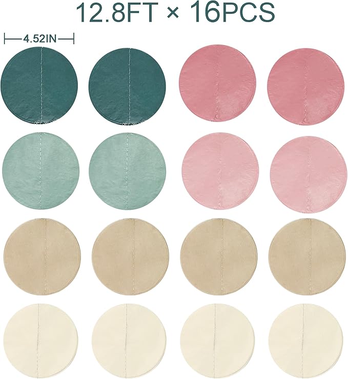 205 Ft Sage Green Dusty Rose Pink Khaki Beige Circle Dot Backdrop Garland Tissue Paper Polka Dots Hanging Streamer for Girl Wild Jungle Safari Woodland Baby Shower Birthday Party Decorations Supplies