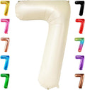KatchOn, Giant Cream Number 7 Balloon - 40 Inch | 7th Birthday Balloon for 7th Birthday Decorations | 7 Balloons for Birthday | 7 Year Old balloon for 7 Year Decorations