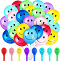Sratte 100 Pcs Happy Smile Balloons for Birthday Party 12'' Latex Smile Face Colorful Naughty Balloons Party for Baby Shower Wedding Decoration Festive Supplies (Assorted Color)