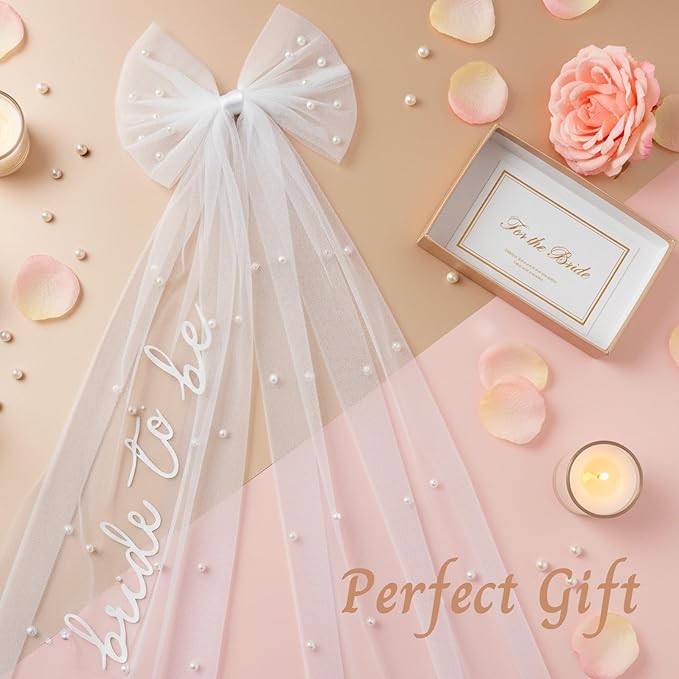 Bride to Be Veil for Bachelorette Party, Bridal Shower, Wedding Morning, Engagement Photo Accessory