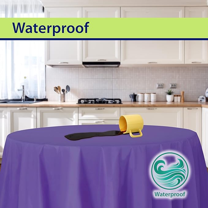 Party Dimensions Purple Disposable Plastic Tablecloth for Round Tables (36 Pack) Table Cloths for Parties, Events & Weddings, Indoors & Outdoors, 84 inches, Plastic Table Cover