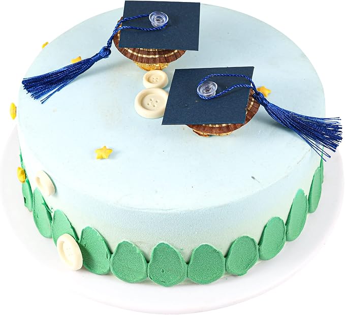 Gyufise 36Pcs 2026 Graduation Cap Cupcake Toppers with Tassel Adhesive Dots Chocolate Decorations Class of 2026 Congrats Grad Cap Cupcake Decorations for 2026 Graduation Theme Party Supplies Blue