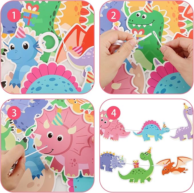 Hooqict Dinosaur Birthday Party Banner Dinosaur Birthday Party Decorations Happy Birthday Sign Banner Garland for Kids Boys Girls 1st 2nd 3rd Baby Shower Dino Themed Party Decorations Supplies